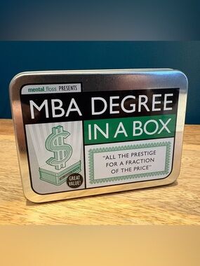 MBA Degree In A Box - Silver Tin with Green & Black Label